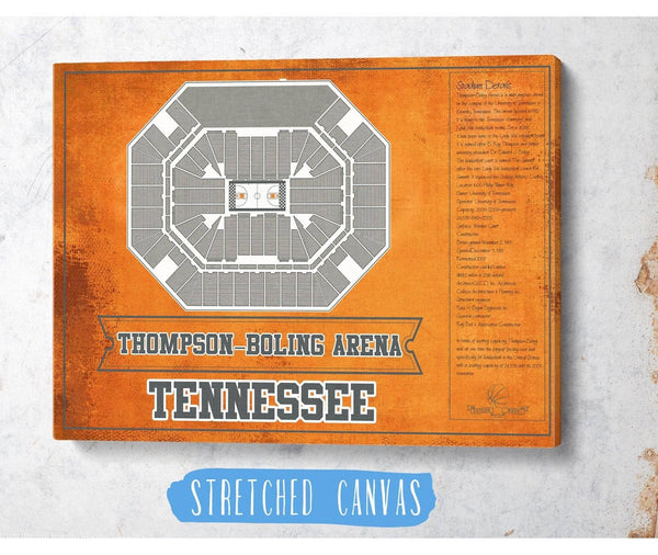 Cutler West Thompson–Boling Arena - Tennessee Volunteers, Lady Vols NCAA College Basketball Blueprint Art