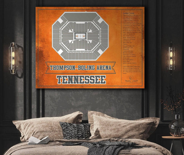 Cutler West Thompson–Boling Arena - Tennessee Volunteers, Lady Vols NCAA College Basketball Blueprint Art
