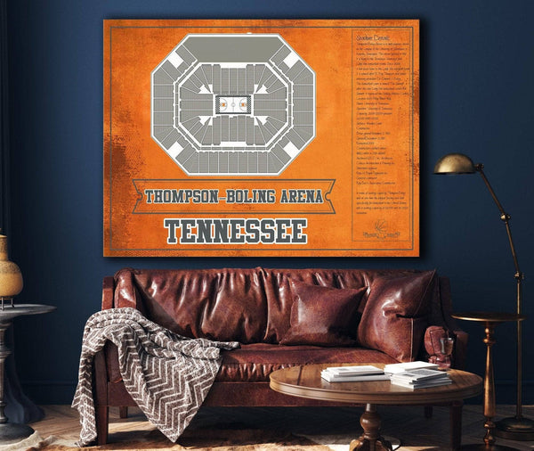 Cutler West Thompson–Boling Arena - Tennessee Volunteers, Lady Vols NCAA College Basketball Blueprint Art