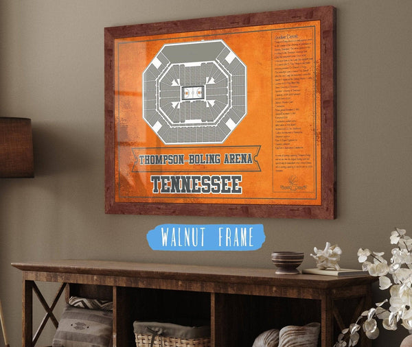 Cutler West Thompson–Boling Arena - Tennessee Volunteers, Lady Vols NCAA College Basketball Blueprint Art
