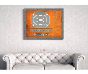 Cutler West Thompson–Boling Arena - Tennessee Volunteers, Lady Vols NCAA College Basketball Blueprint Art