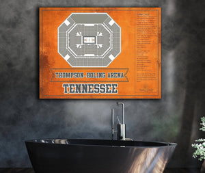Cutler West Thompson–Boling Arena - Tennessee Volunteers, Lady Vols NCAA College Basketball Blueprint Art