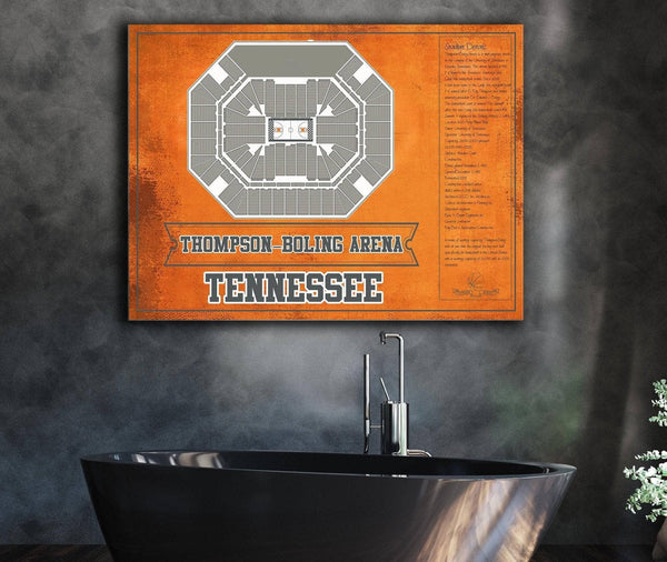 Cutler West Thompson–Boling Arena - Tennessee Volunteers, Lady Vols NCAA College Basketball Blueprint Art