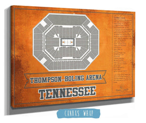 Cutler West Thompson–Boling Arena - Tennessee Volunteers, Lady Vols NCAA College Basketball Blueprint Art