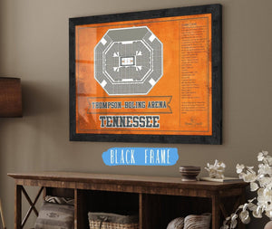 20" x 16" / Black Frame Cutler West Thompson–Boling Arena - Tennessee Volunteers, Lady Vols NCAA College Basketball Blueprint Art