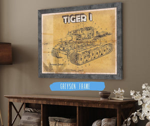 14" x 11" / Greyson Frame Cutler West Tiger I Vintage German Tank Military Print
