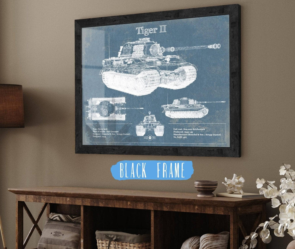 14" x 11" / Stretched Canvas Wrap Cutler West Tiger II Vintage German Tank Military Print