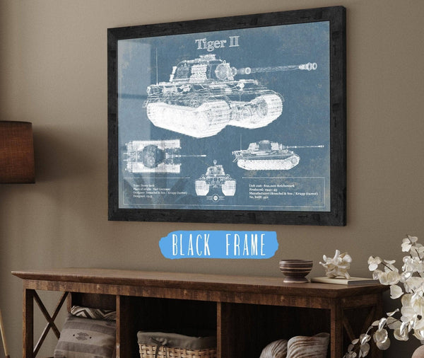 20" x 16" / Black Frame Cutler West Tiger II Vintage German Tank Military Print