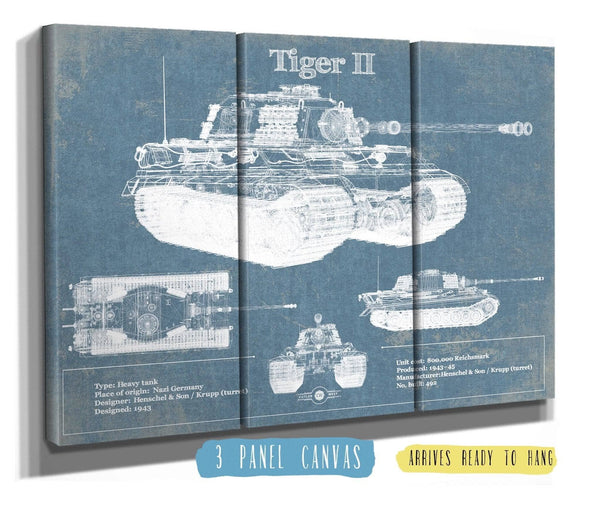 36" x 24" / 3 Panel Canvas Wrap Cutler West Tiger II Vintage German Tank Military Print