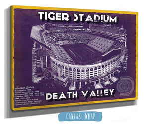 Cutler West Tiger Stadium Art - LSU Tigers Vintage Stadium - Blueprint Art Print