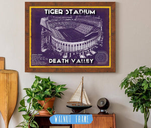 Cutler West Tiger Stadium Art - LSU Tigers Vintage Stadium - Blueprint Art Print