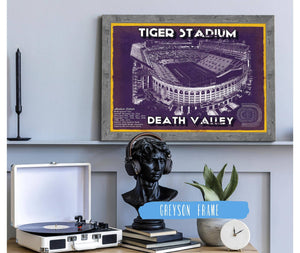 Cutler West Tiger Stadium Art - LSU Tigers Vintage Stadium - Blueprint Art Print