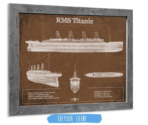 14" x 11" / Greyson Frame Cutler West Titanic Blueprint Original Wall Art