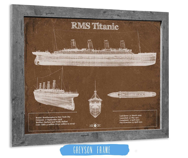 14" x 11" / Greyson Frame Cutler West Titanic Blueprint Original Wall Art