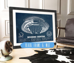20" x 16" / Black Frame & Mat Cutler West Toronto Blue Jays Rogers Centre Vintage Baseball Fan Print