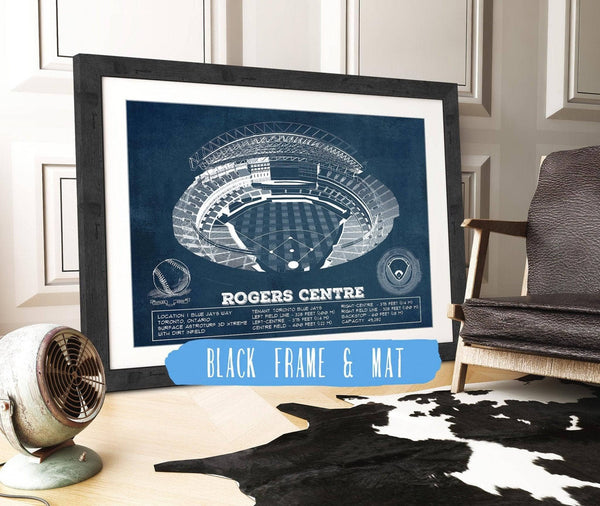 20" x 16" / Black Frame & Mat Cutler West Toronto Blue Jays Rogers Centre Vintage Baseball Fan Print