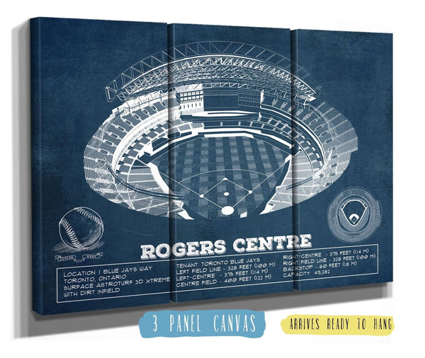 36" x 24" / 3 Panel Canvas Wrap Cutler West Toronto Blue Jays Rogers Centre Vintage Baseball Fan Print