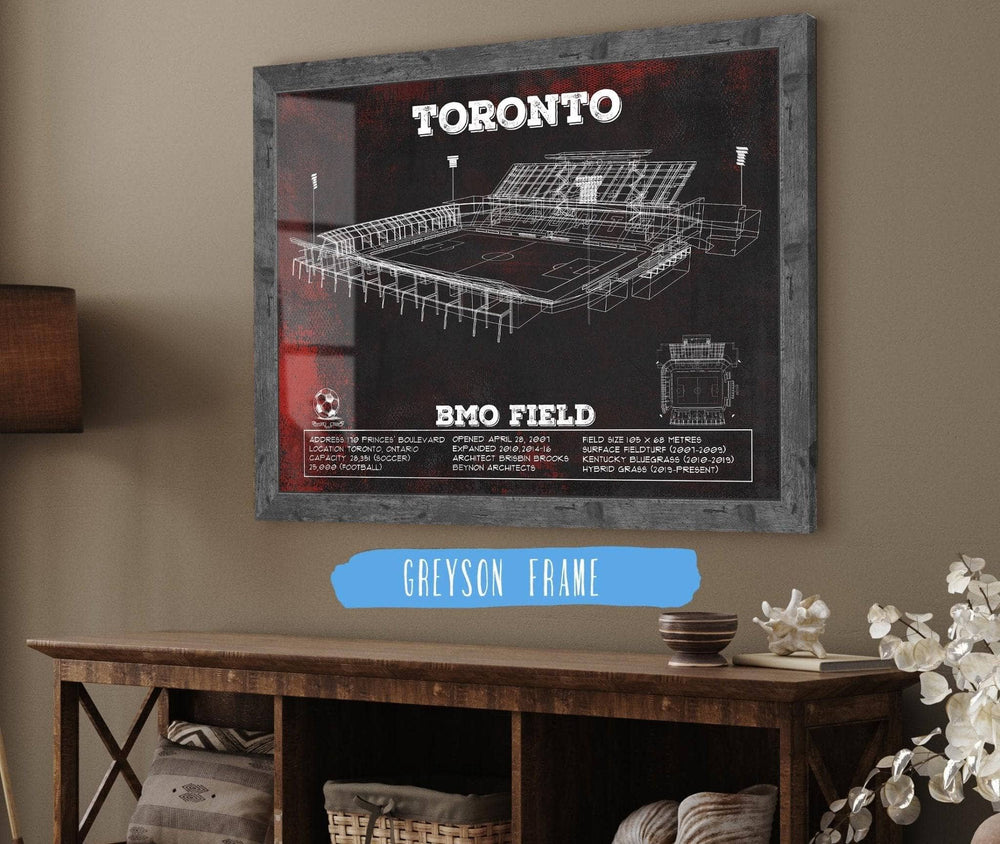 14" x 11" / Stretched Canvas Wrap Cutler West Toronto F.C. - BMO Field Vintage MLS Soccer Print 2