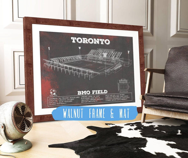 20" x 16" / Walnut Frame & Mat Cutler West Toronto F.C. - BMO Field Vintage MLS Soccer Print 2