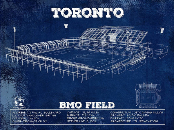 14" x 11" / Unframed Cutler West Toronto F.C. - BMO Field Vintage MLS Soccer Print