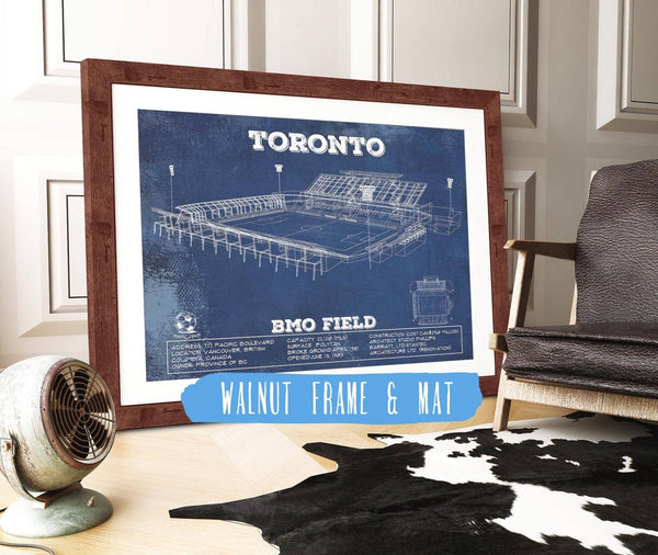 20" x 16" / Walnut Frame & Mat Cutler West Toronto F.C. - BMO Field Vintage MLS Soccer Print