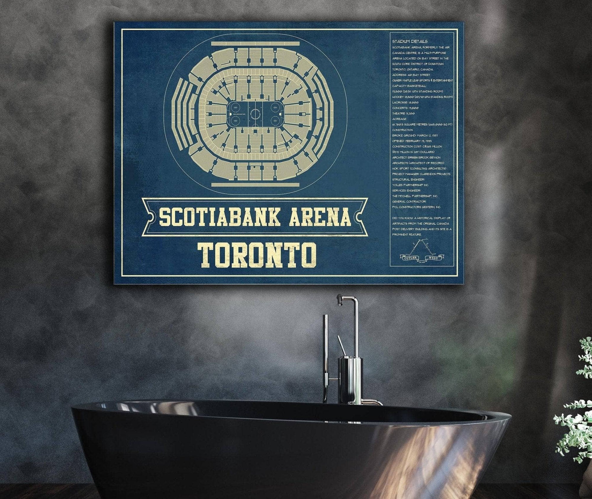 Toronto Maple Leafs - Scotiabank Arena Vintage Hockey Blueprint NHL Print
