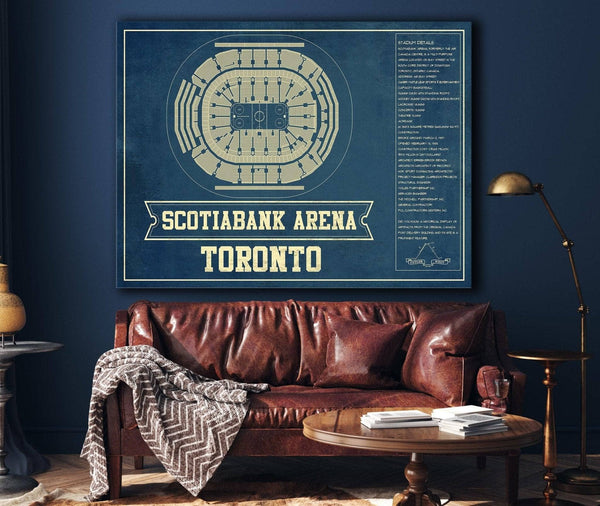 Cutler West Toronto Maple Leafs - Scotiabank Arena Vintage Hockey Blueprint NHL Print