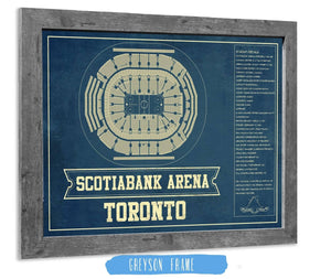 14" x 11" / Greyson Frame Cutler West Toronto Maple Leafs - Scotiabank Arena Vintage Hockey Blueprint NHL Print