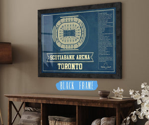 20" x 16" / Black Frame Cutler West Toronto Maple Leafs - Scotiabank Arena Vintage Hockey Blueprint NHL Print