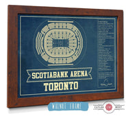 Cutler West 14" x 11" / Walnut Frame Toronto Maple Leafs - Scotiabank Arena Vintage Hockey Blueprint NHL Print 137549
