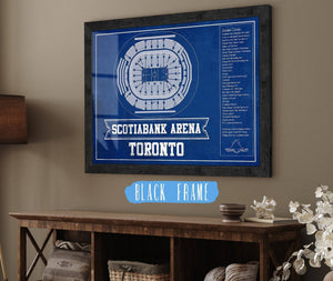 20" x 16" / Black Frame Cutler West Toronto Maple Leafs Team Color - Scotiabank Arena Vintage Hockey Blueprint NHL Print
