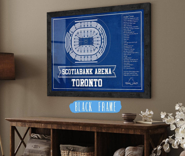 20" x 16" / Black Frame Cutler West Toronto Maple Leafs Team Color - Scotiabank Arena Vintage Hockey Blueprint NHL Print