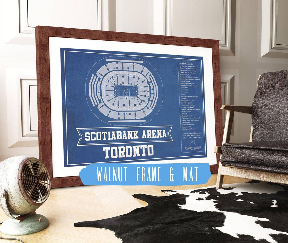 14" x 11" / Stretched Canvas Wrap Cutler West Toronto Maple Leafs Team Color - Scotiabank Arena Vintage Hockey Blueprint NHL Print