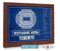 Cutler West 14" x 11" / Walnut Frame Toronto Maple Leafs Team Color - Scotiabank Arena Vintage Hockey Blueprint NHL Print 933350243_81383