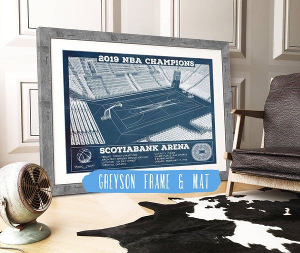 14" x 11" / Greyson Frame & Mat Cutler West Toronto Raptors 2019 NBA Champions Scotiabank Arena Vintage Basketball Print