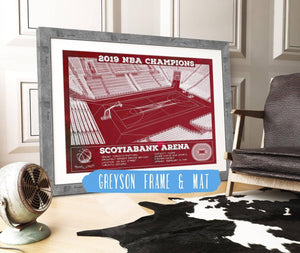 14" x 11" / Greyson Frame & Mat Cutler West Toronto Raptors 2019 NBA Champions Scotiabank Arena - Vintage Basketball Print