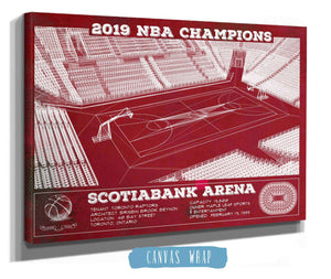 14" x 11" / Stretched Canvas Wrap Cutler West Toronto Raptors 2019 NBA Champions Scotiabank Arena - Vintage Basketball Print