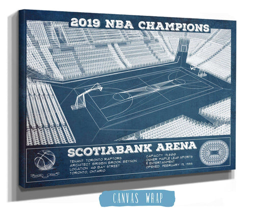 14" x 11" / Stretched Canvas Wrap Cutler West Toronto Raptors 2019 NBA Champions Scotiabank Arena Vintage Basketball Print