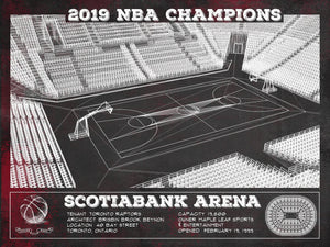 14" x 11" / Unframed Cutler West Toronto Raptors 2019 NBA Champions - Scotiabank Arena Vintage Basketball Print
