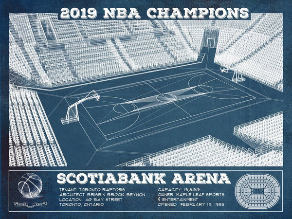14" x 11" / Unframed Cutler West Toronto Raptors 2019 NBA Champions Scotiabank Arena Vintage Basketball Print