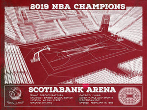 14" x 11" / Unframed Cutler West Toronto Raptors 2019 NBA Champions Scotiabank Arena - Vintage Basketball Print