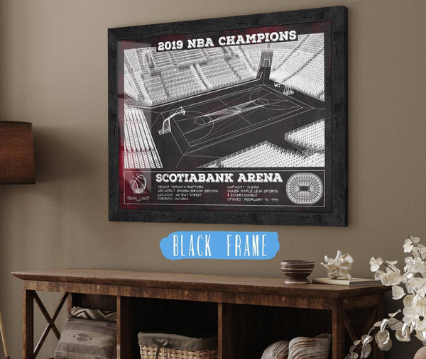 20" x 16" / Black Frame Cutler West Toronto Raptors 2019 NBA Champions - Scotiabank Arena Vintage Basketball Print