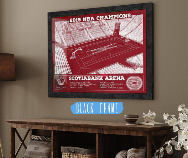 20" x 16" / Black Frame Cutler West Toronto Raptors 2019 NBA Champions Scotiabank Arena - Vintage Basketball Print