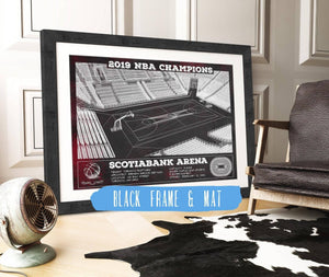 20" x 16" / Black Frame & Mat Cutler West Toronto Raptors 2019 NBA Champions - Scotiabank Arena Vintage Basketball Print