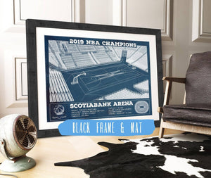 20" x 16" / Black Frame & Mat Cutler West Toronto Raptors 2019 NBA Champions Scotiabank Arena Vintage Basketball Print