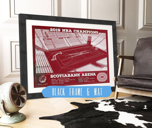 20" x 16" / Black Frame & Mat Cutler West Toronto Raptors 2019 NBA Champions Scotiabank Arena - Vintage Basketball Print