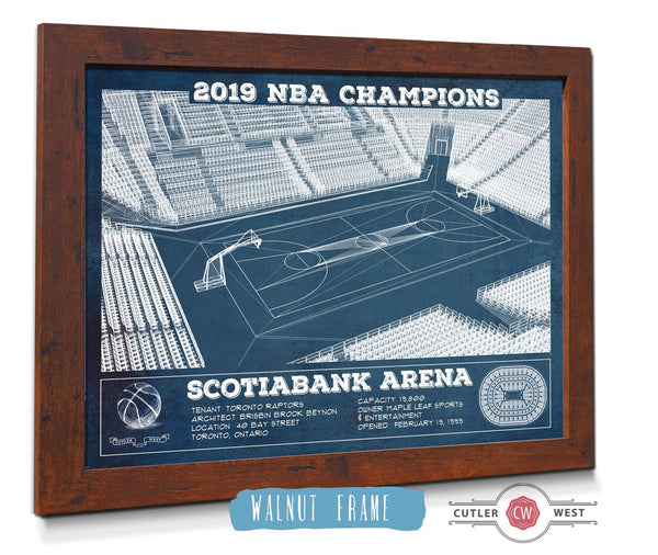 20" x 16" / Walnut Frame Cutler West Toronto Raptors 2019 NBA Champions Scotiabank Arena Vintage Basketball Print