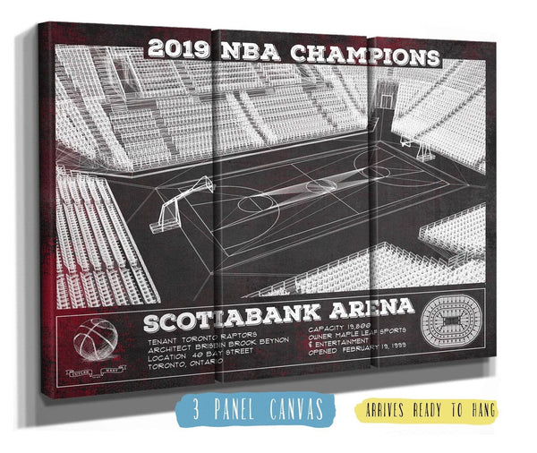 36" x 24" / 3 Panel Canvas Wrap Cutler West Toronto Raptors 2019 NBA Champions - Scotiabank Arena Vintage Basketball Print