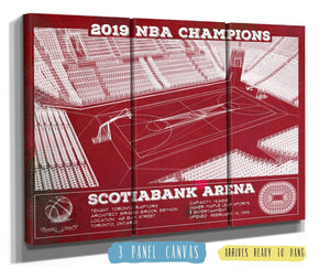 36" x 24" / 3 Panel Canvas Wrap Cutler West Toronto Raptors 2019 NBA Champions Scotiabank Arena - Vintage Basketball Print