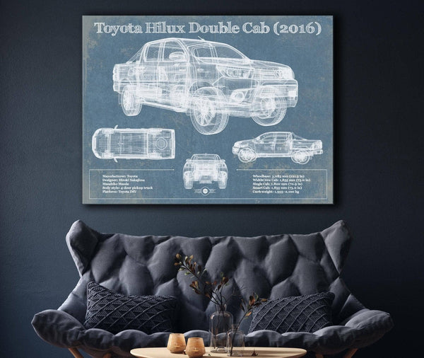 Cutler West Toyota Hilux Double Cab (2016) Vintage Blueprint Auto Print